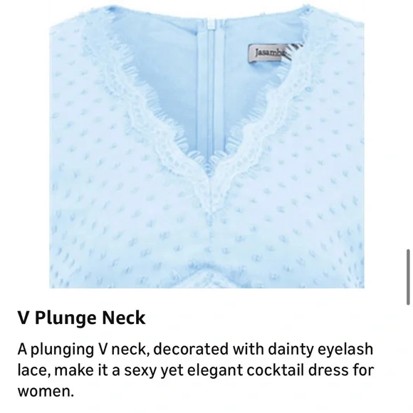 Jasambac Green Long Sleeve Dress for Women XXL - Swiss Dot, V Neck, Zip up Back - Picture 4 of 8